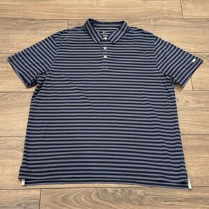 Nike Golf Polo Shirt Mens XL Blue Striped Performance Dri Fit Golfer Tiger woods